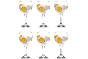 Acan Tradineur - Set de 6 copas de cristal, modelo Misket, servir cócteles, combinados, vino, agua, aptas para lavavajillas, elegantes, fiestas (260 ml - 16 cm)