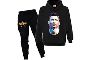 Xpialong Ronaldo Football Kit for Kids Football Hoodie+Pants Cotton Tracksuit Set