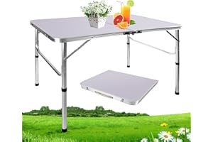 7SEVENJOKERS Klappbarer Camping-Picknicktisch aus Aluminium, 90 x 60 x 67/37 cm