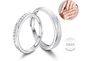LOLIAS Plata de Ley 925 Anillos de Pareja Anillo de Bodas Mujeres Hombres Anillo de Promesa Anillo de Compromiso Banda Aniversario Conjuntos de Novia San Valentín Regalo Caja de Regalo Ajustable