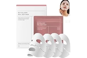 LUGIRLRE Mask Collagen, Masque Collagene Mask, Masque Collagene Visage, Bio-Collagen Real Deep Mask, Pore Minimizing Elasticity,4pcs/Box