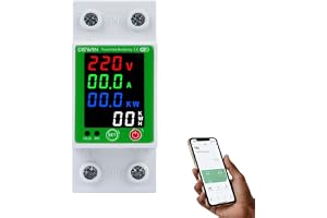 DEWIN Smart mätare, Wifi smart energimätare elektrisk mätare effektbrytare med överspänningsskydd, överströmsskydd, läckskydd och övertemperaturskydd 2P 63A AC 230 V