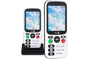 Doro 780X Unlocked 4G Dual SIM Easy Mobile Phone for Elderly with Simplified Keypad, GPS Localisation and Charging Cradle Included [UK and Irish Version] (White/Black)