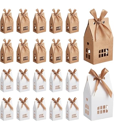 30 Cajas Regalo Forma Casa De Papel Kraft 7.5x8x7.5cm: Dulceros Para Boda, Baby Shower Y Cumpleaños