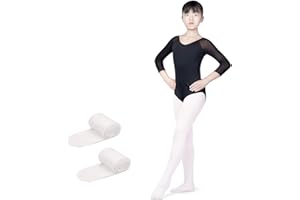 NEWCHAO Calzamaglia da danza classica per ragazze Calzamaglia da allenamento per studenti con piedi per bambini Adulto Bianco Rosa XS-L
