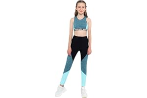 Doomiva 2 Pièces Ensemble Survêtement Enfant Fille Ado Vêtements de Sport Eté Brassière Corp Tops de Danse Yoga Leggings Jogging Pantalon de Sport Fitness Streetwear 4-16 Ans