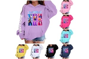 Genérico Huntrix Sudadera con Capucha para Niñas y Niños con Demon Hunters Anime Estampad K-Pop Manga Larga Sudadera Unisex Niños Casual Invierno Tops 2-14 Años Ropa de Calle
