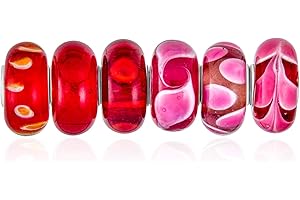 BLING JEWELRY Mixte 4 Ou 6 Ensemble De Bundle Translucide Nuances De Orange Or Rink Rouge Feuille Verre De Murano Tourbillon Charme Perle Spacer 925 Sterling Silver Core Convient Au Bracelet Européen Pour Femmes