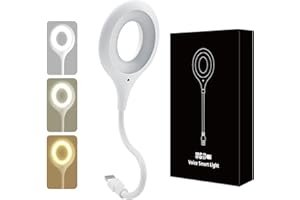 VKH Lampada LED USB Intelligente con Controllo Vocale (Inglese), Testa Rotante a 360°, 3 Colori di Luce, Illuminazione Morbida Antiriflesso, Ideale per Studio, Lettura, Comodino