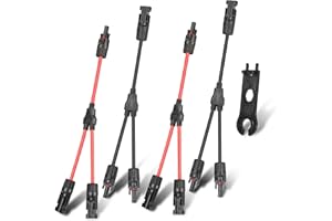 DERUXI 6mm² 2 Paar Solarkabel Y-Verteiler 1 Stück Solar Werkzeug, 1Y2 Solarpanel Kabel MMF + FFM für Parallel PV Solarpanel, Solar Stecker Y Kabel Y-Zweig Paralleladapter PV Kabel, 2 Rot + 2 Schwarz