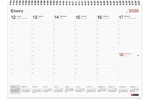 Miquelrius - Calendario 2026 semanal Basic, Planning de sobremesa, Planificador A3: 420 x 296 mm, Con espacio para anotar, Vade semana vista, Encuadernación espiral doble, Español