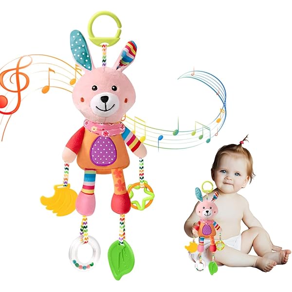 Jouet Poussette Venditer Éléphant - Hochet Spirale Bébé 0-12 Mois (Coton Doux, Miroir, Couineur)