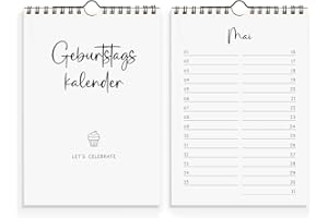 ‎SELLERROCKET Birthday Calendar, Year-Independent Everlasting Without Days of the Week, Perpetual Calendar for Entering Birthdays, Everlasting Birth Calendar DIN A5