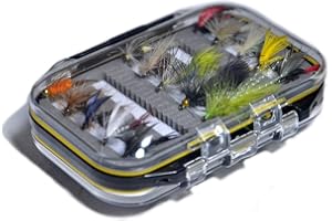 Outdoor Planet Angelköder für Forellen, 10/12/15/28/35/48/66 Stück, Fliegenköder + doppelseitige wasserdichte Fliegenbox