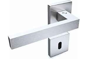 Sempro Xavier Türgriff Türklinke Drückergarnitur für Zimmertüren Buntbart Edelstahl matt gebürstet Türbeschlag modern eckig Türdrücker Garnitur