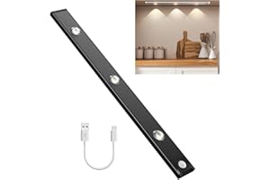 IBAYE 40CM Unterbauleuchte Schrankbeleuchtung mit Bewegungsmelder LED Sensor Licht 1200 mAh USB Aufladbar Schrankleuchten stufenlose dimmbar Nachtlicht für Küche, Schlafzimmer, Treppe