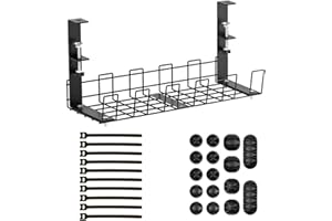 7E TRADING Gestion Des Câbles Sous Le Bureau Sans Perceuse Pour Ranger Les Prises De Multiprises De Câbles, Plateaux De Câbles Montés En Surface Pour Les Bureaux, Les Bureaux Et Les Cuisines