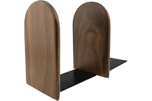 WINTERWORM Sujetalibros estilo japonés, negro, madera de nogal, para casa, oficina, biblioteca, escuela, estudio, decoración, regalo, redondo, Large