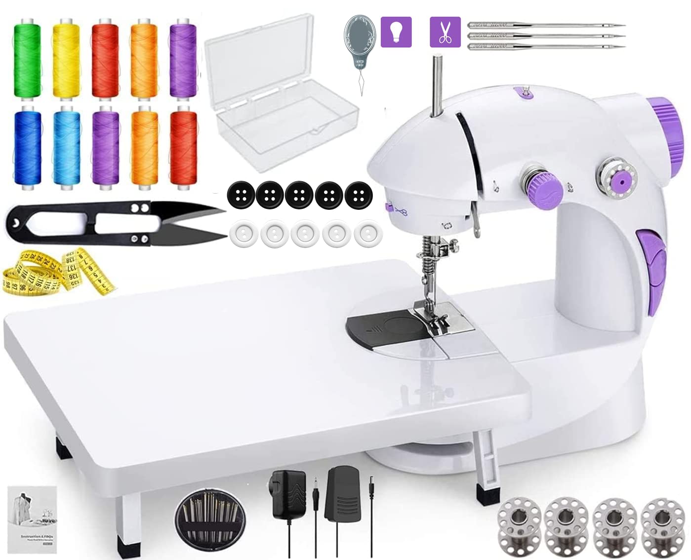 Kiwilon Advance Sewing Machine For Home Tailoring With Extension Board, Foot Pedal, Adapter And Fully Loaded Sewing Kit Box