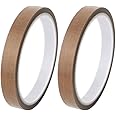 GTIWUNG 2PCS High Temp Tape, PTFE Tape/Teflon Tape, High Temperature Adhesive Tape, Vacuum Machine Sealer Tape for Vacuum Hand Impulse Sealers, Heat Resistant Up to 300℃ (10m / 39.37inch)