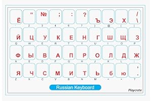 PLAYCRATE Russian Transparent Keyboard Stickers - 2 PACK for PC, Laptop, Computer Keyboards Choose Colour (Red)