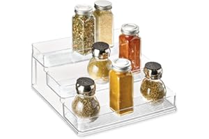 INTERDESIGN iDesign Organizer Cucina, Grande Scaffale Cucina A 3 Ripiani In Plastica, Pratico Porta Spezie Anche Per Cibi Conservati E Barattoli, Trasparente