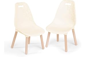 B. TOYS B spaces by Battat - Kid Century Modern: Juego moderno de dos sillas infantiles - Muebles infantiles para niños y jóvenes - Marfil y madera natural - fácil de armar - 3 años y más
