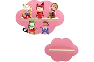 KELENS Tonies Shelf, Floating Tonie Shelf for 16 Figures, Wall-mounted Magnetic Tonies Storage Shelf, Cloud Shaped Tonie Shelves, Set of 2 Tonie Box Shelf for Children’s Room, Wooden Cloud Shelf, Pink