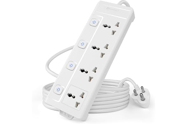 Cablet Extension Board 2500W 10A 4 Universal Multi Plug Socket with Individual Switch 1.8 Meter Heavy Duty Cord LED Indicator, Power Strip & Spike Guard for Home & Office Use