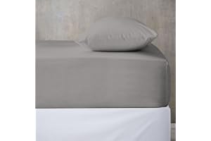 BANZAII TEXTILE INNOVATOR ONLINE Banzaii Lenzuolo sotto con Angoli Invernale Felpato in Flanella Anti-Pilling 100% Cotone Tinta Unita Una Piazza Singolo 80/90 x 200 cm Grigio Chiaro