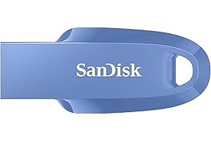SanDisk Unidad Flash USB 3.2 Ultra Curve de 128 GB, Memoria USB de hasta 100 MB/s de Velocidad de Lectura, Software de recuperación de Datos RescuePRO, Bucle para Llavero, Azul Marino