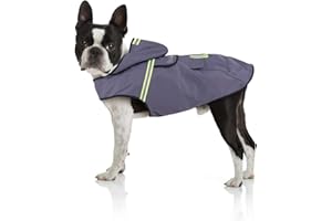 Bella & Balu Płaszcz dla psów – wodoszczelna kurtka dla psa z kapturem i elementami odblaskowymi do suchych, bezpiecznych spacerów z psem, na plac zabaw i urlop z psem (S, szary)