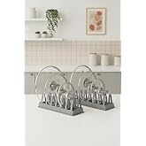 Mithra Life 2 Adet 6 B&ouml;lmeli Gri Tabak Tencere Kapak D&uuml;zenleyici Organizer Plastik 30x16x8 cm MIT1311