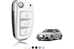 TOOMUME Funda Llave TPU, Carcasa Llave Apto para Audi A1 A3 A4 A5 A6 A8 Q2 Q3 Q5 Q7 R8 RS3 RS4 RS6 S3 S4 S6 C5 C6 B6 B7 B8 8P TT TTS Quattro Seat Exeo 3R, Cubierta Llaves Coche Mando - Flip Key