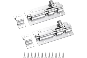 GENERIC 2 Pack Stainless Steel Sliding Bolt Latch Lock, 2 Inch (Silver)， Door Bolts Lock Latch,Resistant Small Plate Latches for Securing Internal Doors for Bedrooms, Bathrooms, Cupboards and Storage Units,