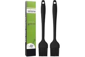 saizone Pinceau à badigeonner en silicone pour pâtisserie, brosse à pâtisserie, brosses de cuisson à l'huile, résistantes à la chaleur, outils de cuisine de cuisine, couleur noire, 20,3 cm (2 pièces)