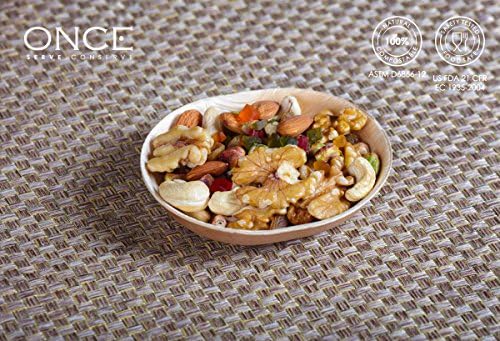 ONCE | Palm Leaf Disposable Plates | Sizes: 4.20" / 3.10"| Oval | Pack of 25 / 50 | Food safe > US FDA 21 CFR | 100% Natural &amp; 100% Compsostable | Collection: Sides