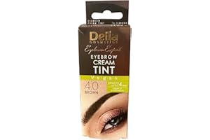 ‎DELIA COSMETICS Delia Cosmetics - Augenbrauenfärbung - BRAUN - Henna Creme - Cremige Konsistenz - Lang anhaltende Wirkung bis zu 15 Tage - Kein Ammoniak - Augenbrauen, Henna, Färbeset, Set - 15ml