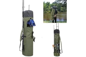 BundleMall Fishing Tools Fishing Tackle Bag,600D Oxford Canvas Fishing Pole Case,Waterproof Reel Rod Organizer,Travel Carry High Capacity Fishing Rod Bag