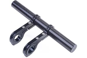 UPANBIKE Bike Handlebar Extender Extension Carbon Fiber Bracket Aluminum Alloy Clamp for Bicycle Speedometer Headlight Light Lamp Holder (Black 20cm Double Clamp)