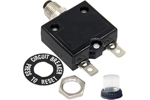 MiJunHD 20A Manual Reset Circuit Breaker,98 Series 125/250VAC Quick Connect Terminal Over Current Overload Protector Push Button Reset Switch with Waterproof Button Cover (1Piece)