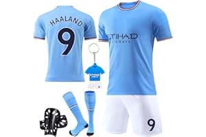 FWHFNB Fußballtrikot für Kinder,Nr.7/Nr.9/Nr.10 Fußballkleidung Set,Fußball Trikot mit T-Shirts,Shorts,Socken,Knieschoner,Fußballtrikot Set für Kinder und Jugend