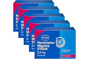 ‎STADA CONSUMER HEALTH DEUTSCHLAND GMBH Naratriptan Migräne STADA - rezeptfreies Arzneimittel zur Behandlung von Migräneanfällen - lindert Kopfschmerzen mit und ohne Aura - gut verträglich - 5 x 2 Filmtabletten