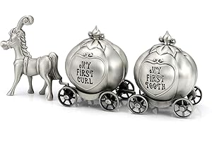 Mogokoyo Silver Tooth Holder, My First Tooth and Curl Keepsake Box Set, Baby Teeth Fairy Containter Gift Box for Child Kids