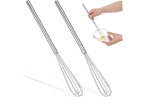 LIQWEI 2 Stück Schneebesen Klein, 28cm Lange Handbuch Schneebesens, Kleiner Schneebesen Mini Edelstahl Rührbesen für Kann Teig Rühren Eiweiß Schlagen Butter Rühren Sahne Schlagen