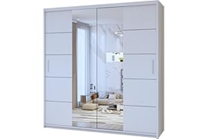 FURNITUREWAVE Eden Stylish Sliding Wardrobe Modern Storage Solution for Your Bedroom (White, 180cm)