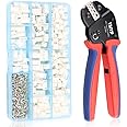 YMYP Open Barrel Terminal Wire Connector Cable Crimping Tool with 720PCS JST-XH Kit- 24-16 AWG (0.25-1.5mm²) Crimper for AMP-TE 2.8/4.0/4.8/6.3 JST-SM2.54/XH2.54/VH3.96 & Molex (DX-YM-58BS+720PCS)