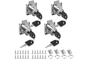 JINSION 4 Sets 22mm Möbelschloss mit Schlüssel, Rostfreier Stahl Spindschloss mit Schlüssel, Schubladen Schloss, Schrank Schloss mit Schlüssel (4 Stück Verschiedene Tasten) für Schubladen und Schränke