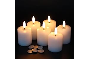 Eldnacele 3D Wick Flameless Candles with Timer Realistic Flickering Battery Operated White Real Wax LED Candle Lights for Home Wedding Christmas Decoration(Batteries Included), D2’’ x H3.2’’