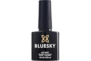 BLUESKY No Wipe Top Coat 10 ml, Clear Gel Nail Polish Top Coat for 21 Day Manicure, Professional, Salon and Home Use, Requires Curing Under LED UV Nail Lamp
